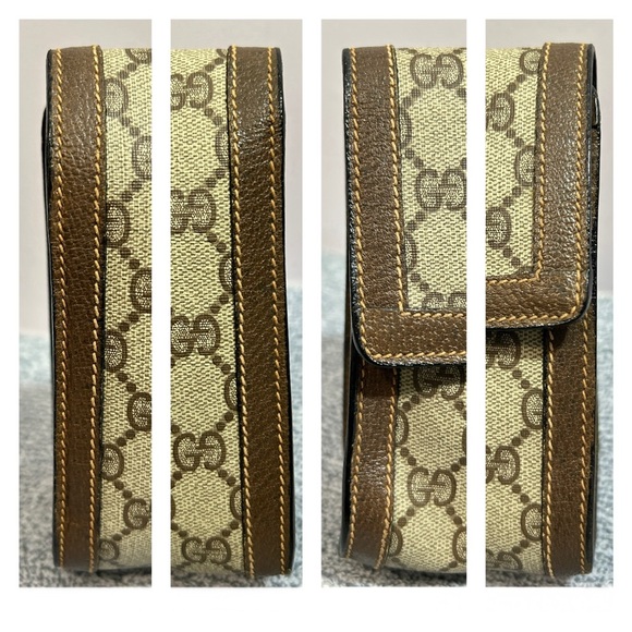 Vintage GUCCI PVC Leather Sherry Line Pouch Clutch Women’s Bag Brown Beige Used - Picture 16 of 17